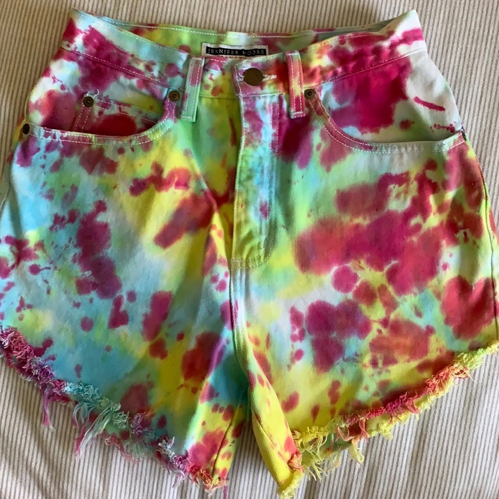 VINTAGE HIGH-WAISTED HAND DYED DENIM CUTOFFS